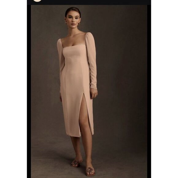 BHLDN Kayleigh georgette dress sz 6 new taupe brown - Picture 7 of 7